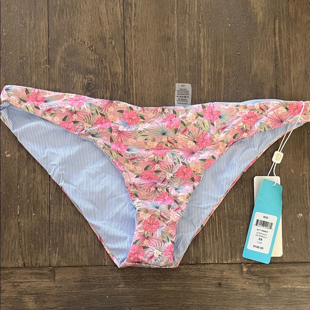 Beach Bunny Pink Floral Bikini Bottom (reversible)
